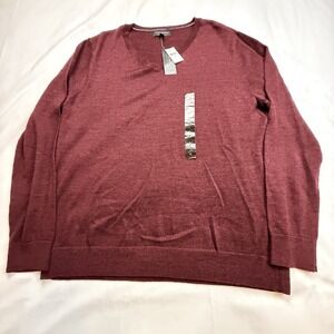 Banana Republic Men's XL V-Neck Sweater 100%‎ Merino Wool Burgundy NWT